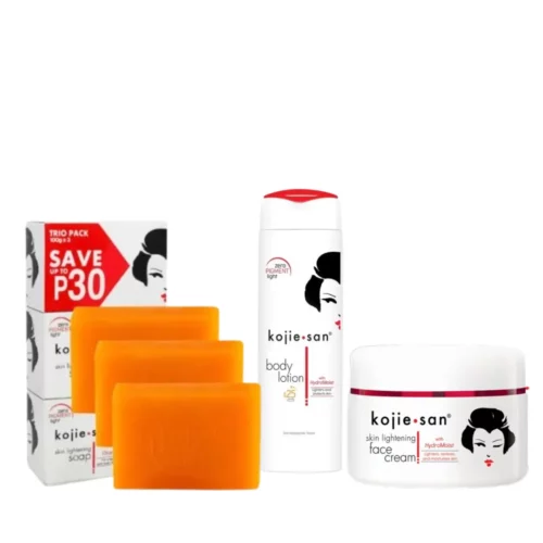 Shop the original Kojie San Skin Lightening Body Lotion 250ml, bath soap 65g  and face cream Combo in Lagos Nigeria
